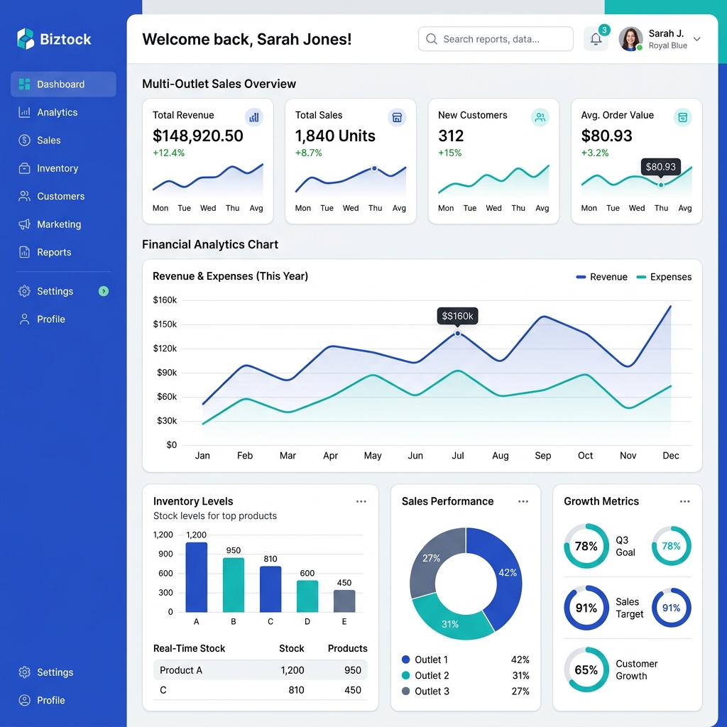 Biztock Dashboard Interface